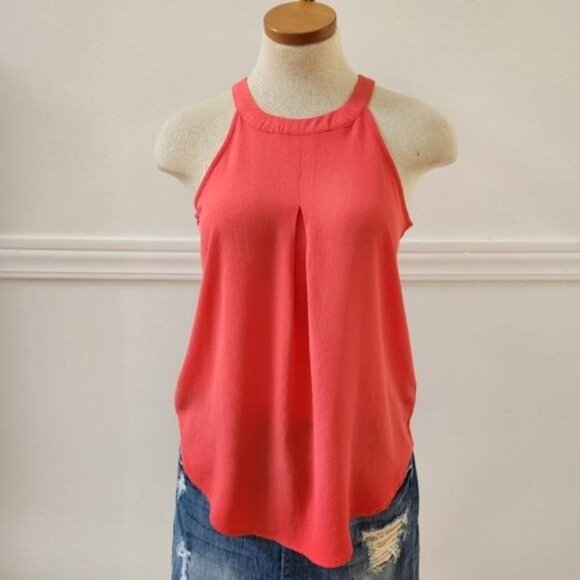 Blue Pepper Women's Sleeveless High Neck Pleated Cami Top size Medium - Picture 4 of 11